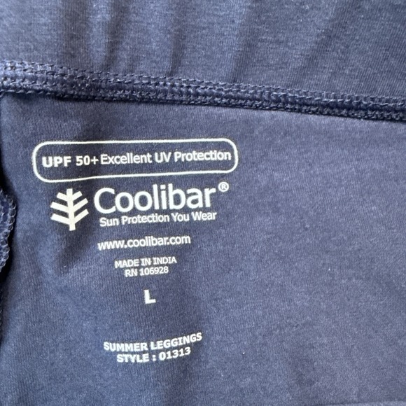Coolibar Summer Leggings Womens Large Navy Travel Outdoor Stretch UPF Light NWT - Picture 3 of 15